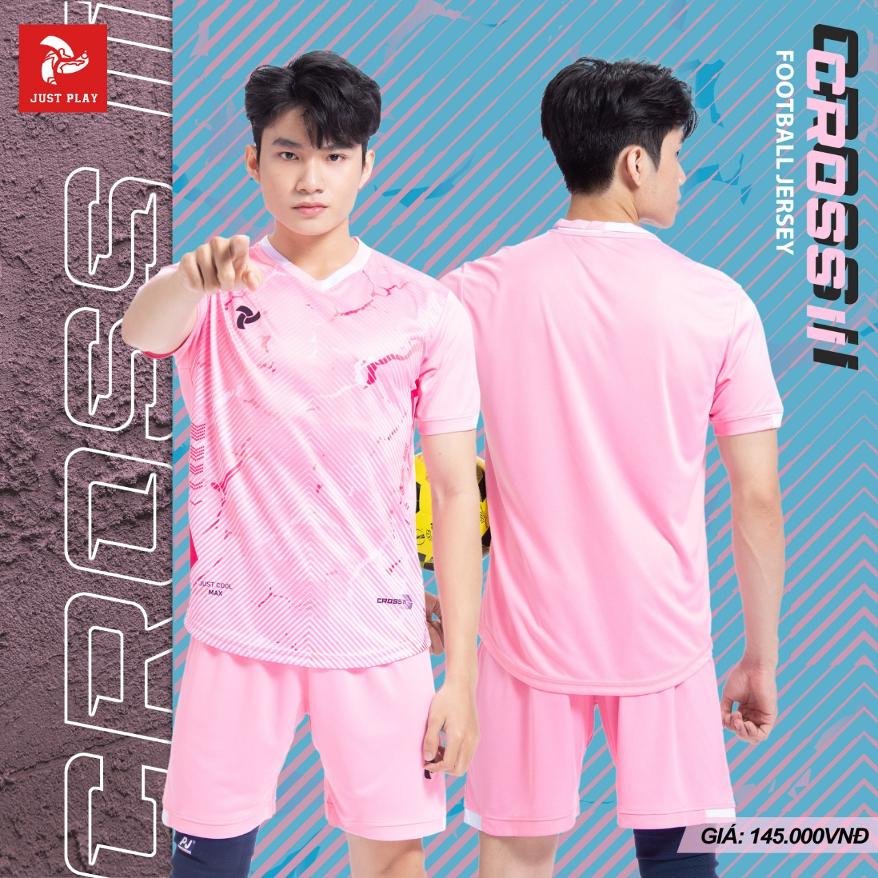 Bộ quần áo bóng đá Justplay Cross II – Hồng (1) Bo quan ao bong da Justplay Cross II – Hong 1