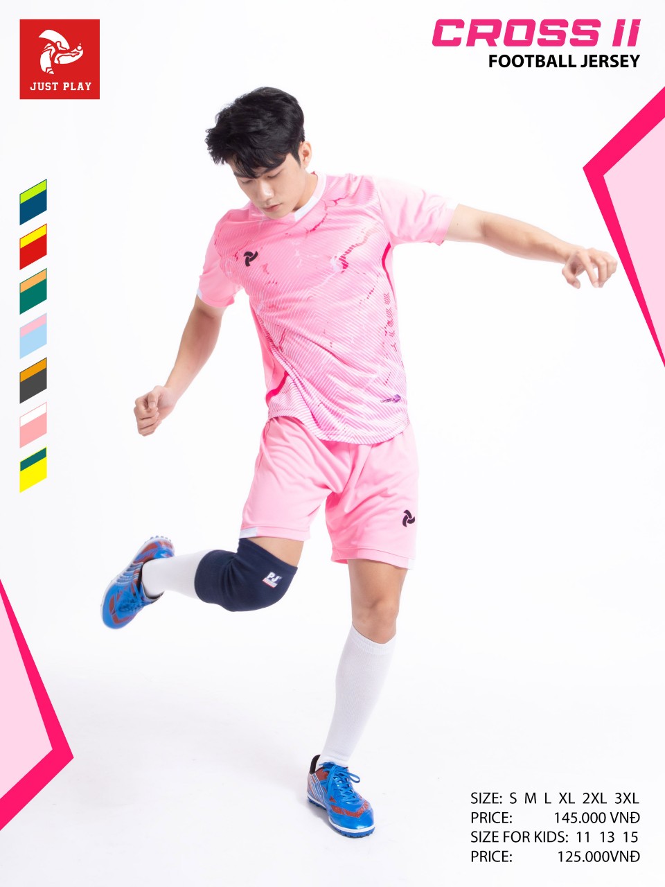 Bộ quần áo bóng đá Justplay Cross II – Hồng (2) Bo quan ao bong da Justplay Cross II – Hong 2