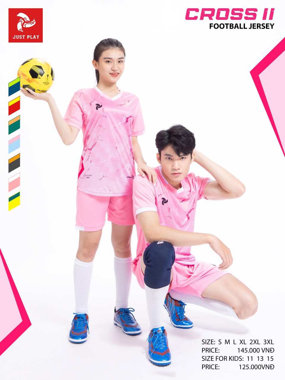 Bộ quần áo bóng đá Justplay Cross II – Hồng (4) Bo quan ao bong da Justplay Cross II – Hong 4