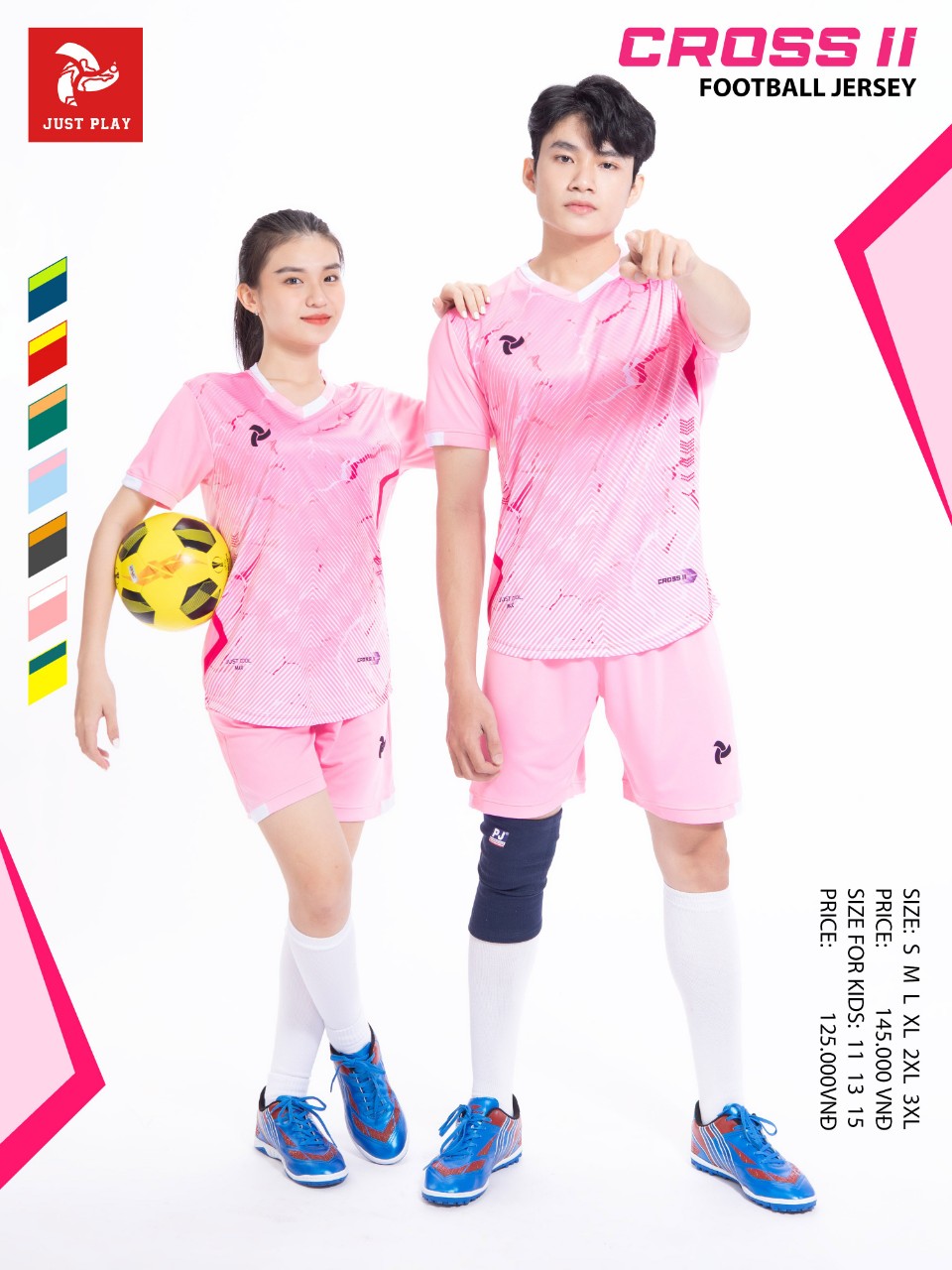 Bộ quần áo bóng đá Justplay Cross II – Hồng (5) Bo quan ao bong da Justplay Cross II – Hong 5