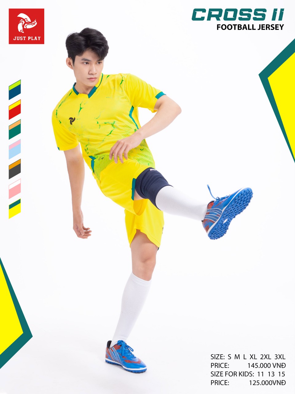 Bộ quần áo bóng đá Justplay Cross II – Màu Vàng (5) Bo quan ao bong da Justplay Cross II – Mau Vang 5