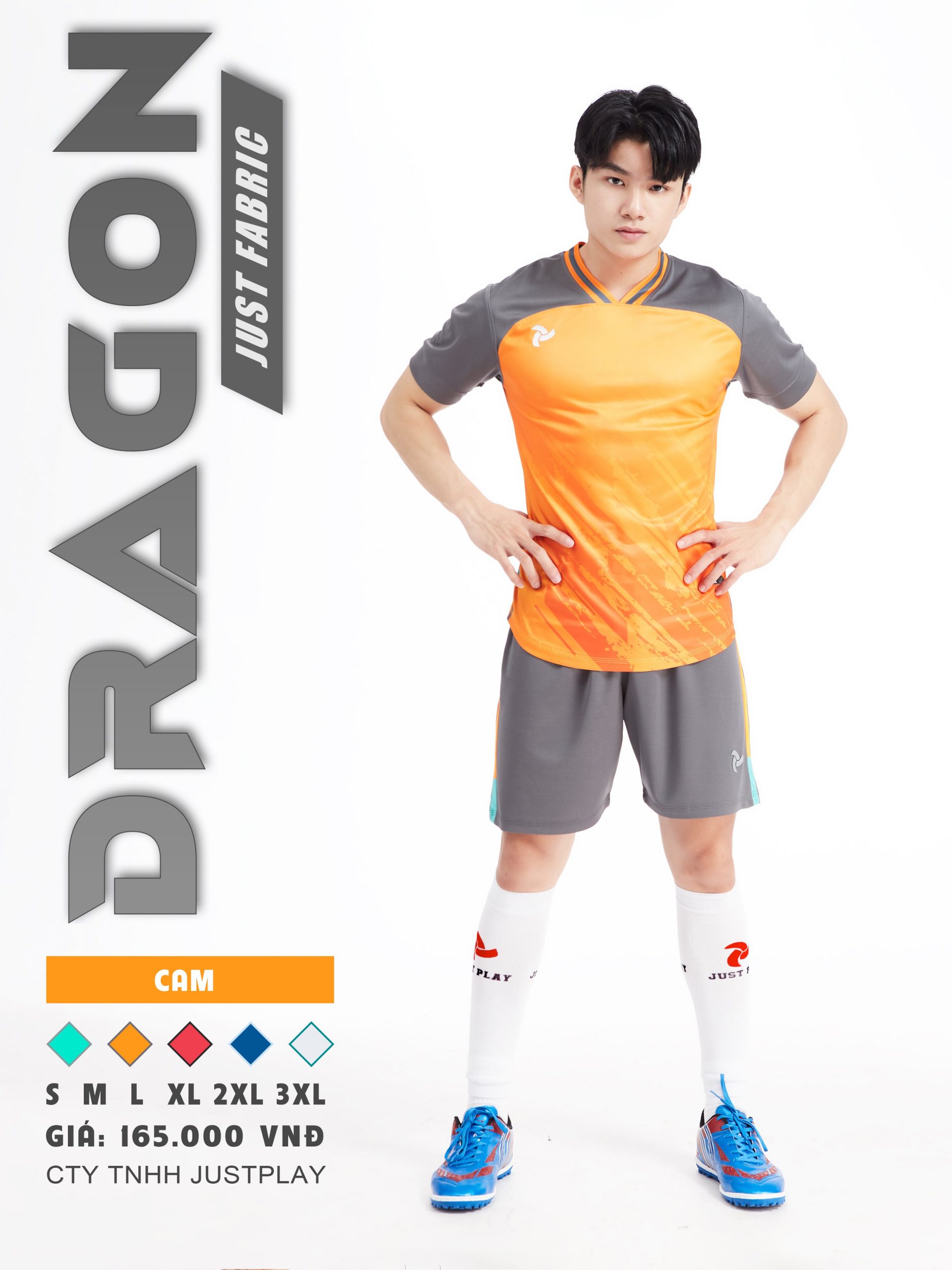 Bộ quần áo bóng đá Justplay Dragon Cam– Mẫu đẹp 2022 có size 3XL (4) Bo quan ao bong da Justplay Dragon Cam– Mau dep 2022 co size 3XL 4