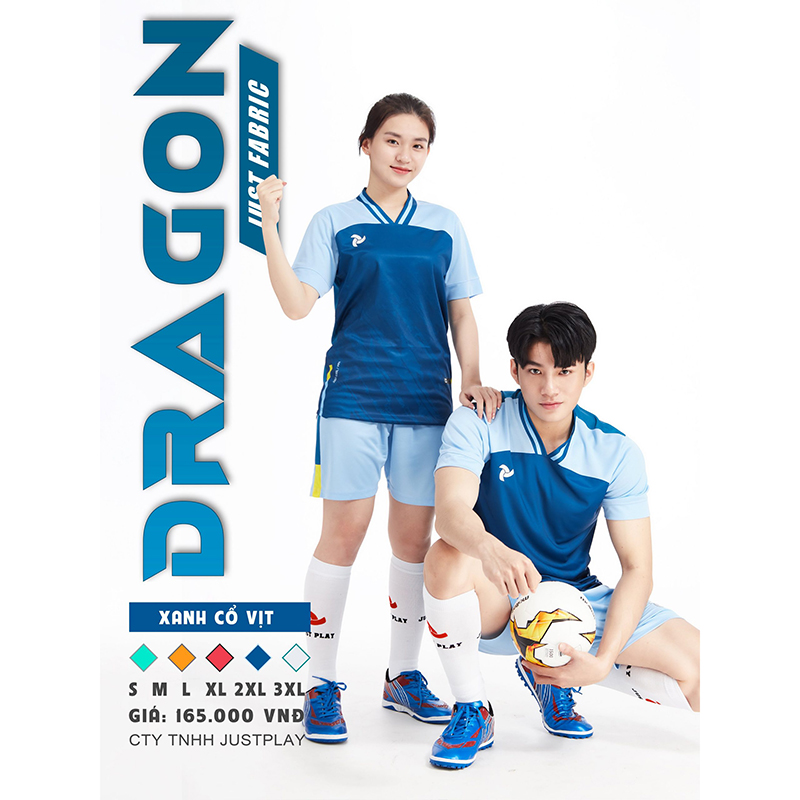 Bộ quần áo bóng đá Justplay Dragon Xanh cổ vịt – Mẫu đẹp 2022 có size 3XL (1) Bo quan ao bong da Justplay Dragon Xanh co vit – Mau dep 2022 co size 3XL 1