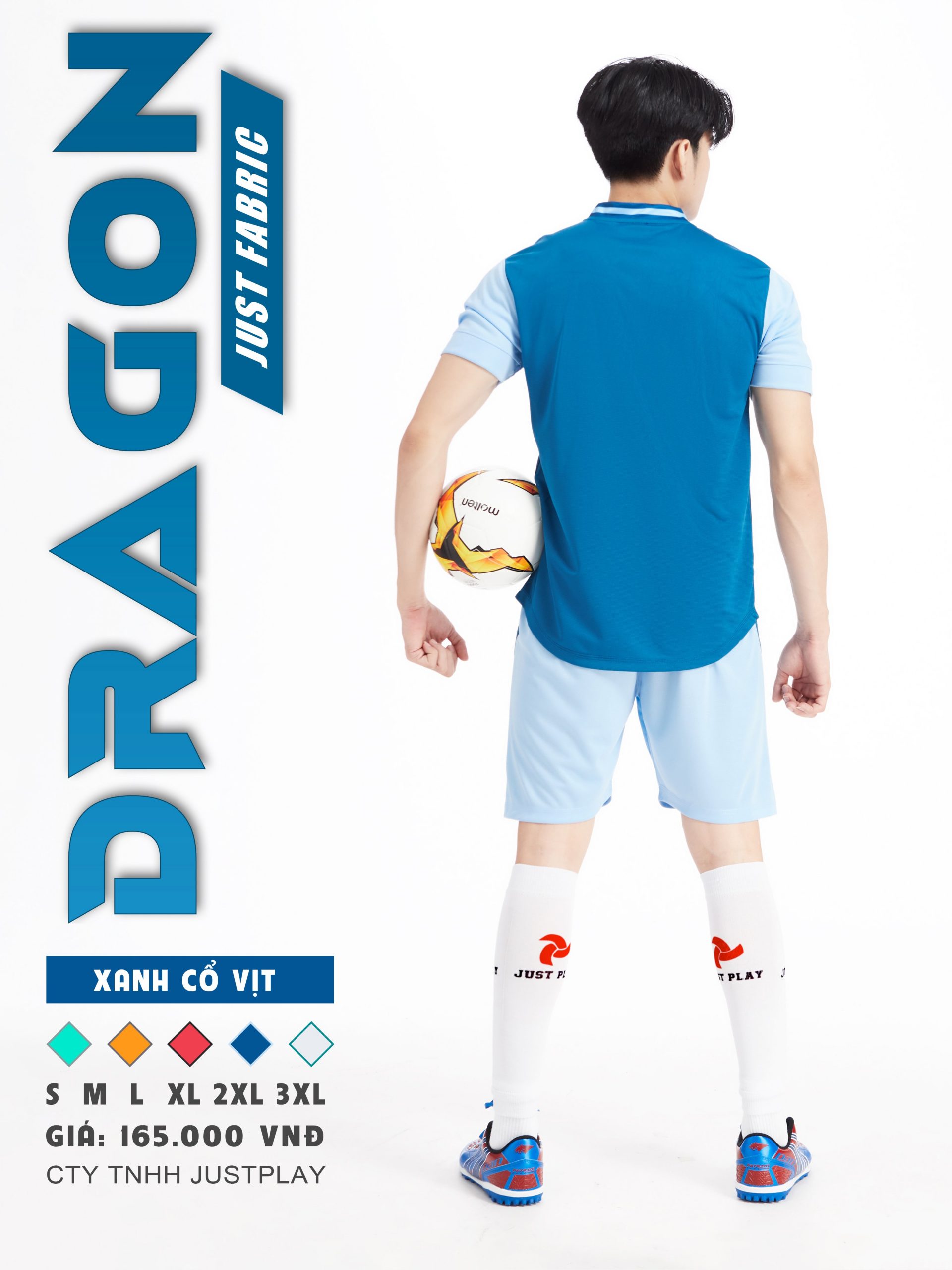 Bộ quần áo bóng đá Justplay Dragon Xanh cổ vịt – Mẫu đẹp 2022 có size 3XL (2) Bo quan ao bong da Justplay Dragon Xanh co vit – Mau dep 2022 co size 3XL 2