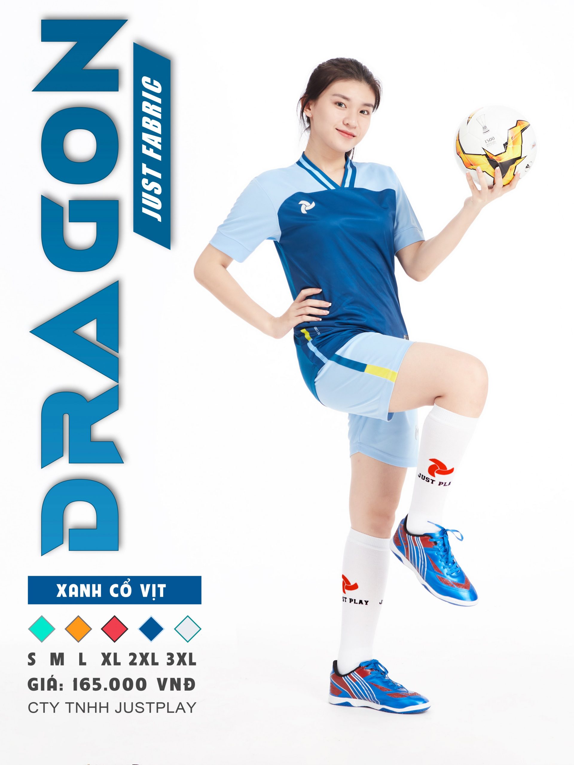 Bộ quần áo bóng đá Justplay Dragon Xanh cổ vịt – Mẫu đẹp 2022 có size 3XL (3) Bo quan ao bong da Justplay Dragon Xanh co vit – Mau dep 2022 co size 3XL 3