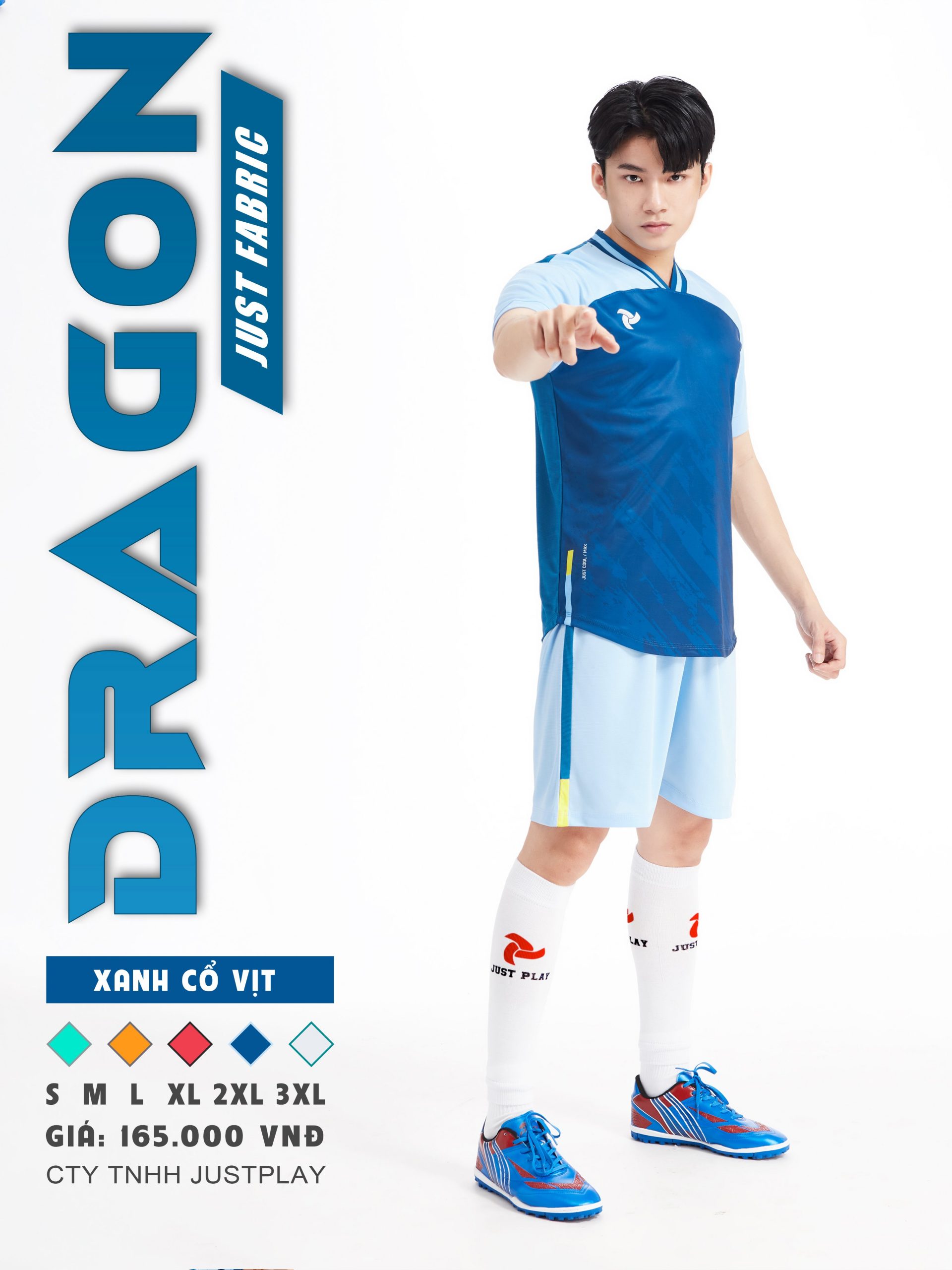 Bộ quần áo bóng đá Justplay Dragon Xanh cổ vịt – Mẫu đẹp 2022 có size 3XL (5) Bo quan ao bong da Justplay Dragon Xanh co vit – Mau dep 2022 co size 3XL 5