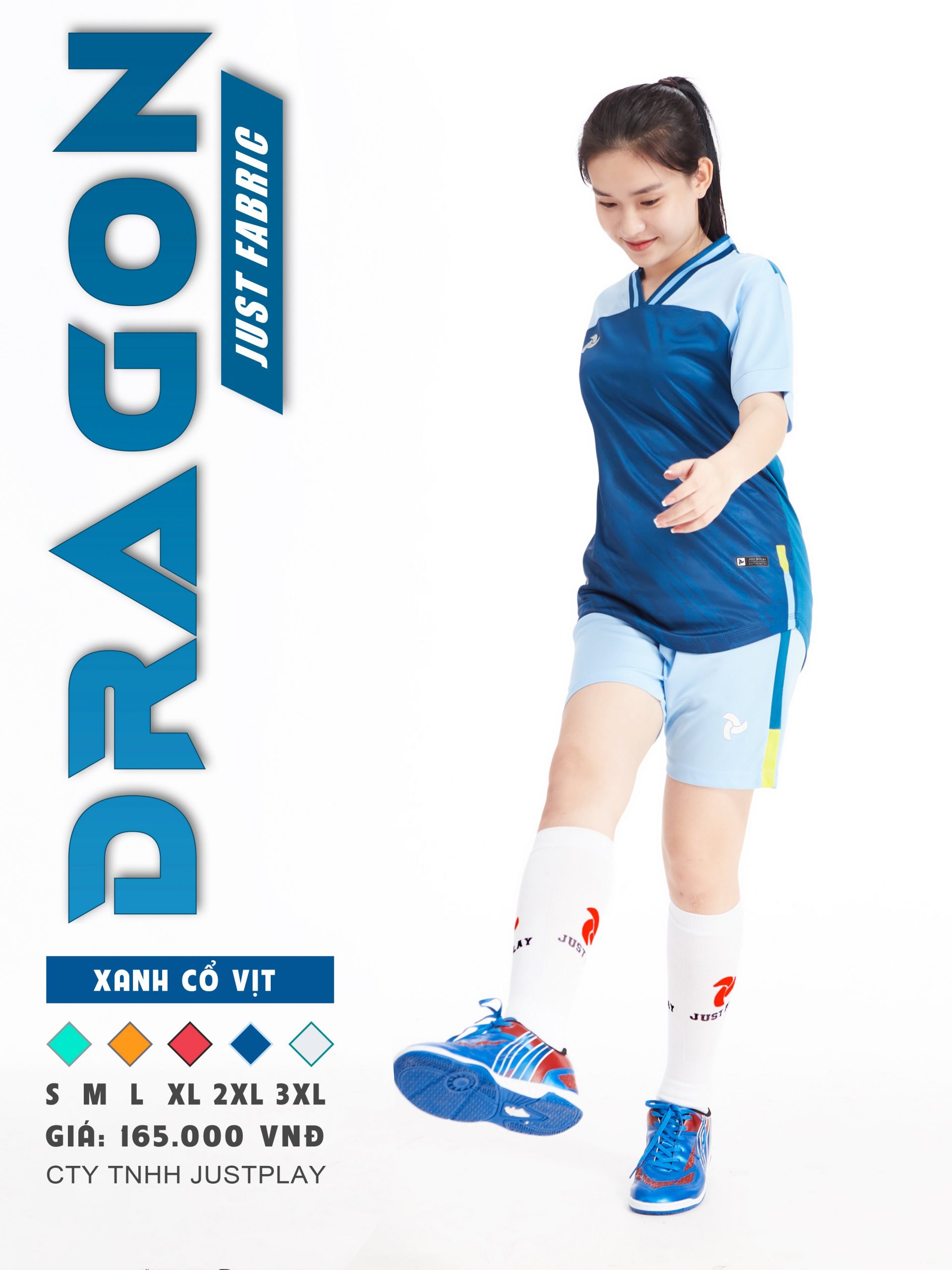 Bộ quần áo bóng đá Justplay Dragon Xanh cổ vịt – Mẫu đẹp 2022 có size 3XL (7) Bo quan ao bong da Justplay Dragon Xanh co vit – Mau dep 2022 co size 3XL 7