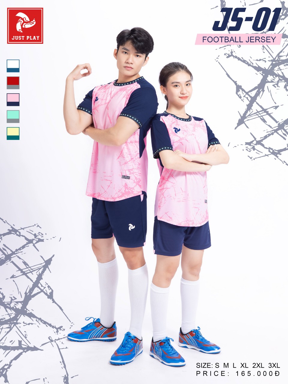 Bộ quần áo bóng đá Justplay JS – 01 cao cấp – Màu Hồng (2) Bo quan ao bong da Justplay JS – 01 cao cap – Mau Hong 2