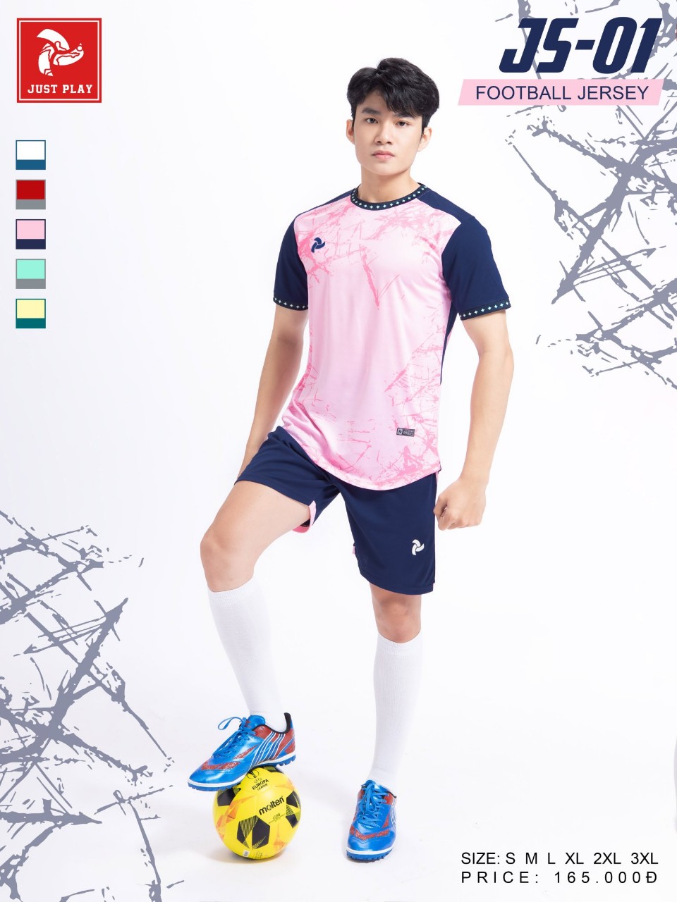 Bộ quần áo bóng đá Justplay JS – 01 cao cấp – Màu Hồng (3) Bo quan ao bong da Justplay JS – 01 cao cap – Mau Hong 3