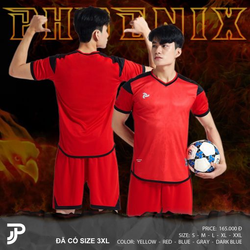 Bộ quần áo bóng đá Justplay Phoenix Đỏ 2022 – Chất vải J-lite cao cấp (1) Bo quan ao bong da Justplay Phoenix Do 2022 – Chat vai J lite cao cap 1