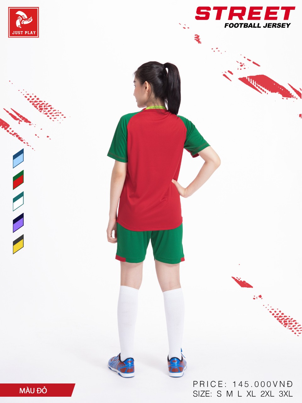 Bộ quần áo bóng đá Justplay Street – Đỏ (6) Bo quan ao bong da Justplay Street – Do 6