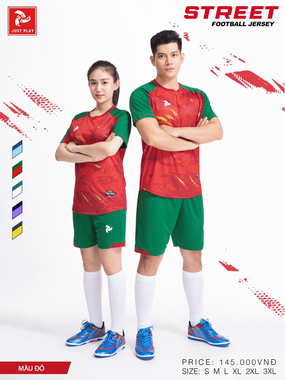 Bộ quần áo bóng đá Justplay Street – Đỏ (7) Bo quan ao bong da Justplay Street – Do 7