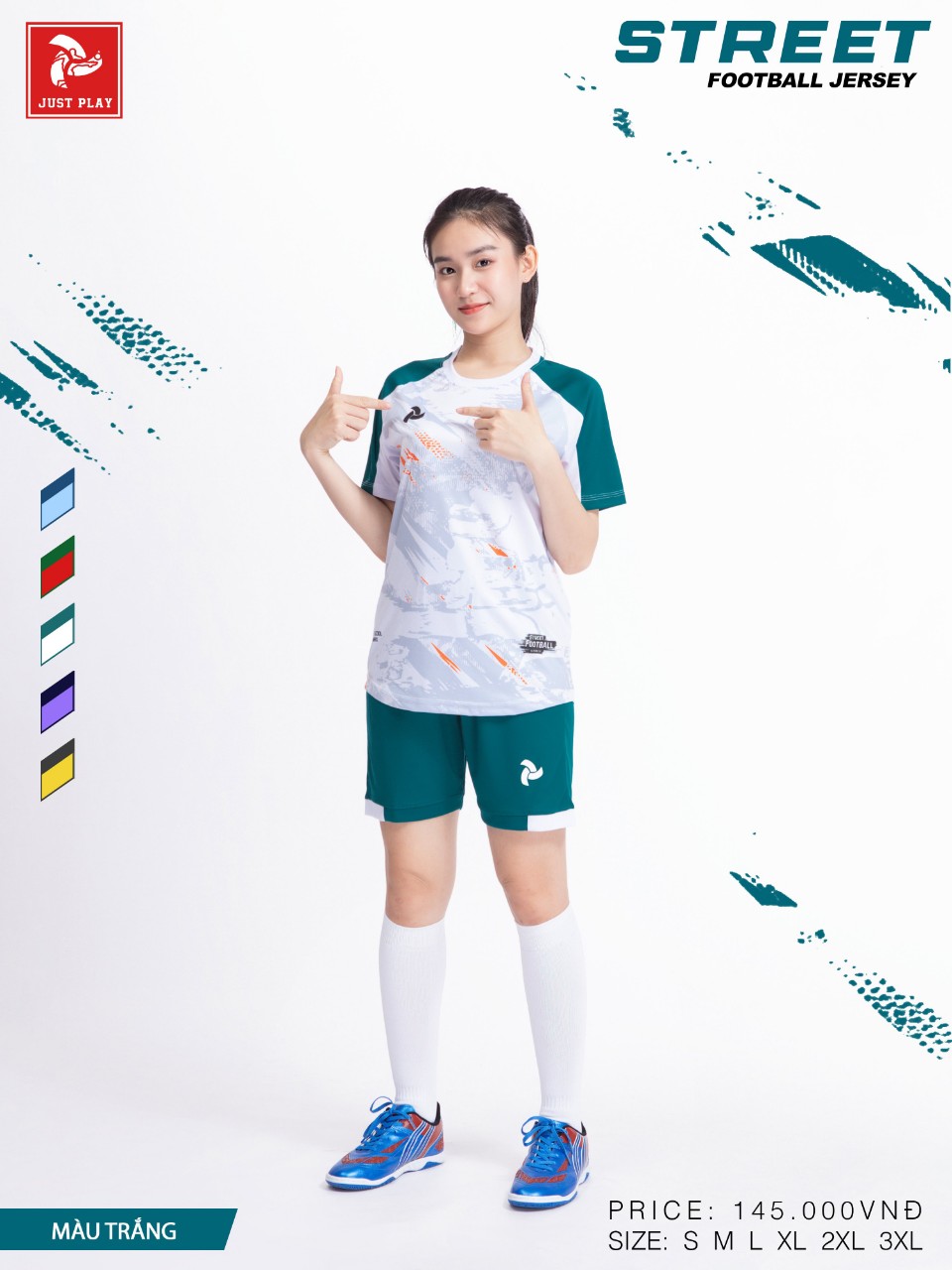 Bộ quần áo bóng đá Justplay Street – TRẮNG (7) Bo quan ao bong da Justplay Street – TRANG 7